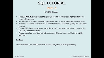 SQL Tutorial 5: SQL Select Statement With Where Clause