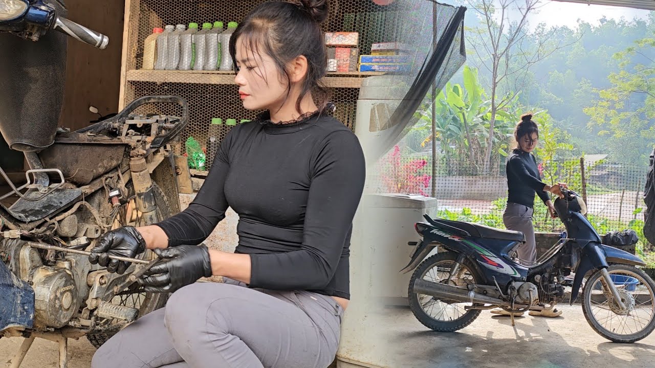 ениальная девушка спасает мотоцикл с повреждённой электрической системой.