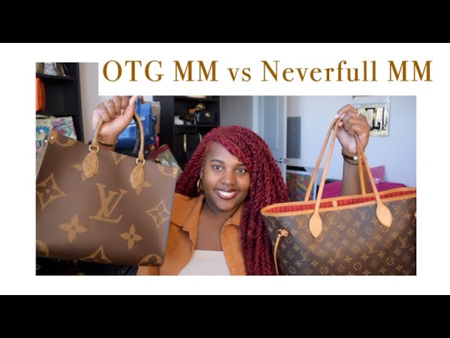 LOUIS VUITTON NEVERFULL MM VS ONTHEGO GM COGNAC SIDE BY SIDE COMPARISON 