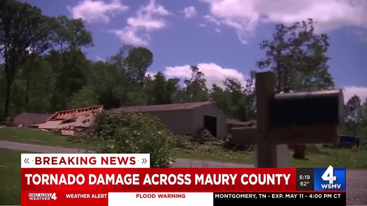 Tornado damage across Maury County - YouTube