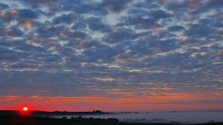 Sunrise Time Lapse, Dawn, Landscape, Valley, Fog, Clouds, Background video, VJ Loop, Video Footage
