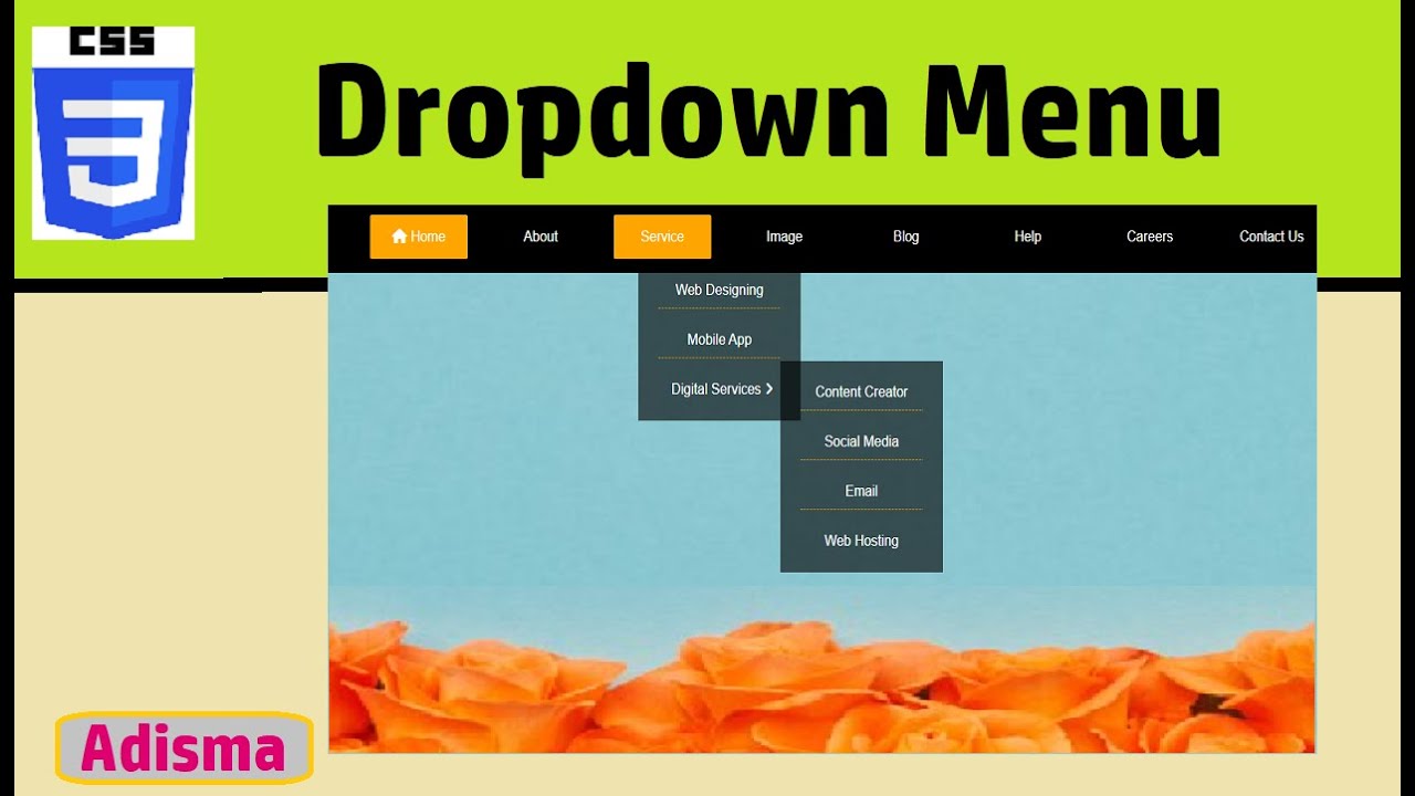 How To Make Dropdown Menu By Using Pure HTML and CSS || Sub Menu ...