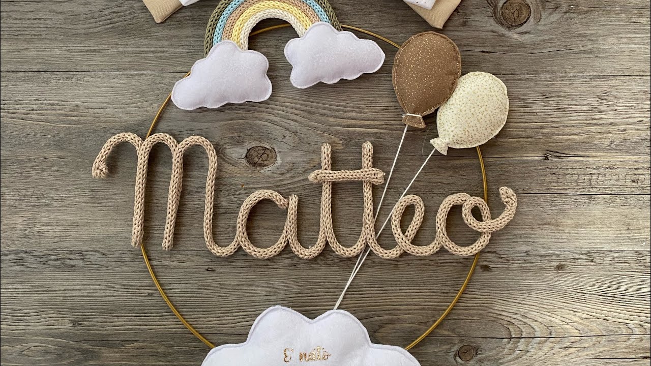 Scritta in tricotin per un fiocco nascita