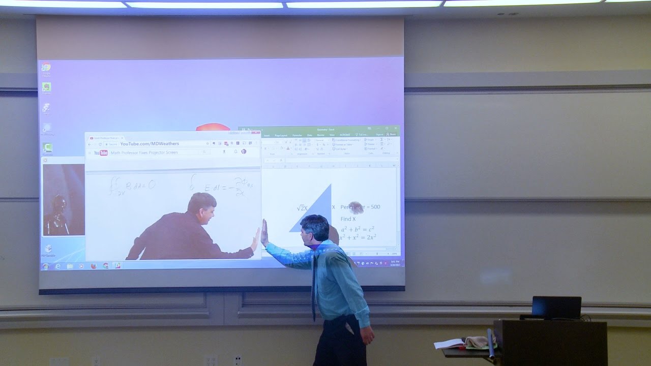 Math Professor Fixes Projector Screen April Fools Prank