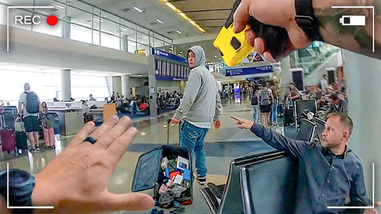 When Airport Shoplifters Realize They've Been Caught in 4K