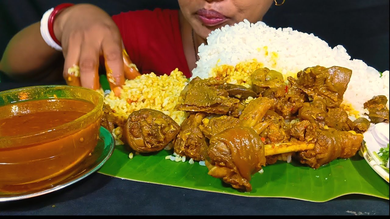EATING SPICY 🔥🥵 DESI CHICKEN KOSHA WITH RICE, ASMR, MUKBANG, EATING SHOW