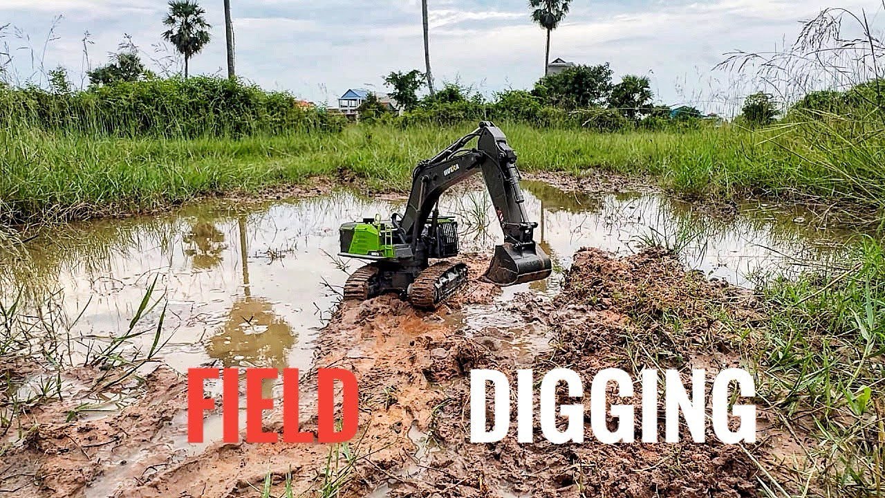 RC Excavator Dug Muddy Field with ASMR | RC Truck Lab