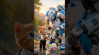 A Smart Cat and a Robot Saved a Fish! 🐱🤖🐟 #shorts #aivideo #cat #robot #fish