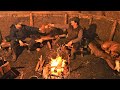 BUSHCRAFT VILLAGE with TAOUTDOORS - 2 Day Woodland Camp at the Celtic Roundhouse - Cooking On Fire