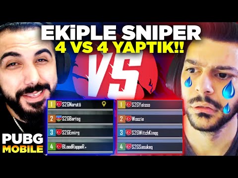 EKİPLE EĞLENCELİ 4 VS 4 SNIPER YAPTIK!! 🤣 WOOZIE AĞLADI | PUBG MOBILE