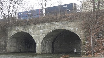 CSX Train Goes Over 150 Year Old Double Arch Bridge