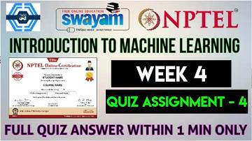 Introduction To Machine Learning -  Week 4 Answers Solution 2022 | NPTEL | SWAYAM