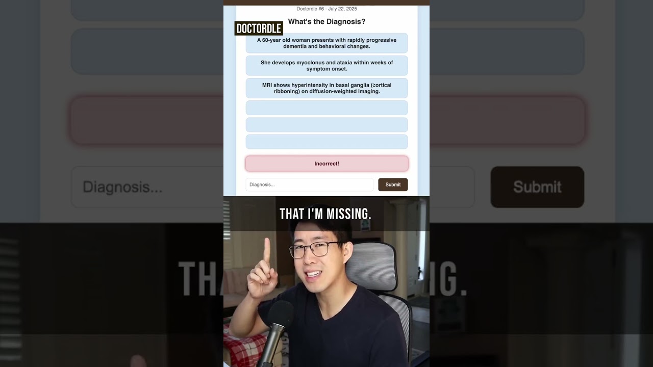 A 60 Year Old Woman Presents With Rapidly Progressing Dementia #medicine #meded #doctordle