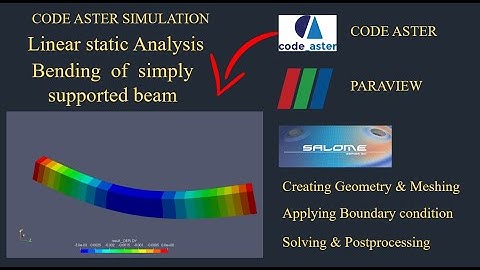 Bending of simply supported beam using code aster|salome meca tutorial|paraview tutorial