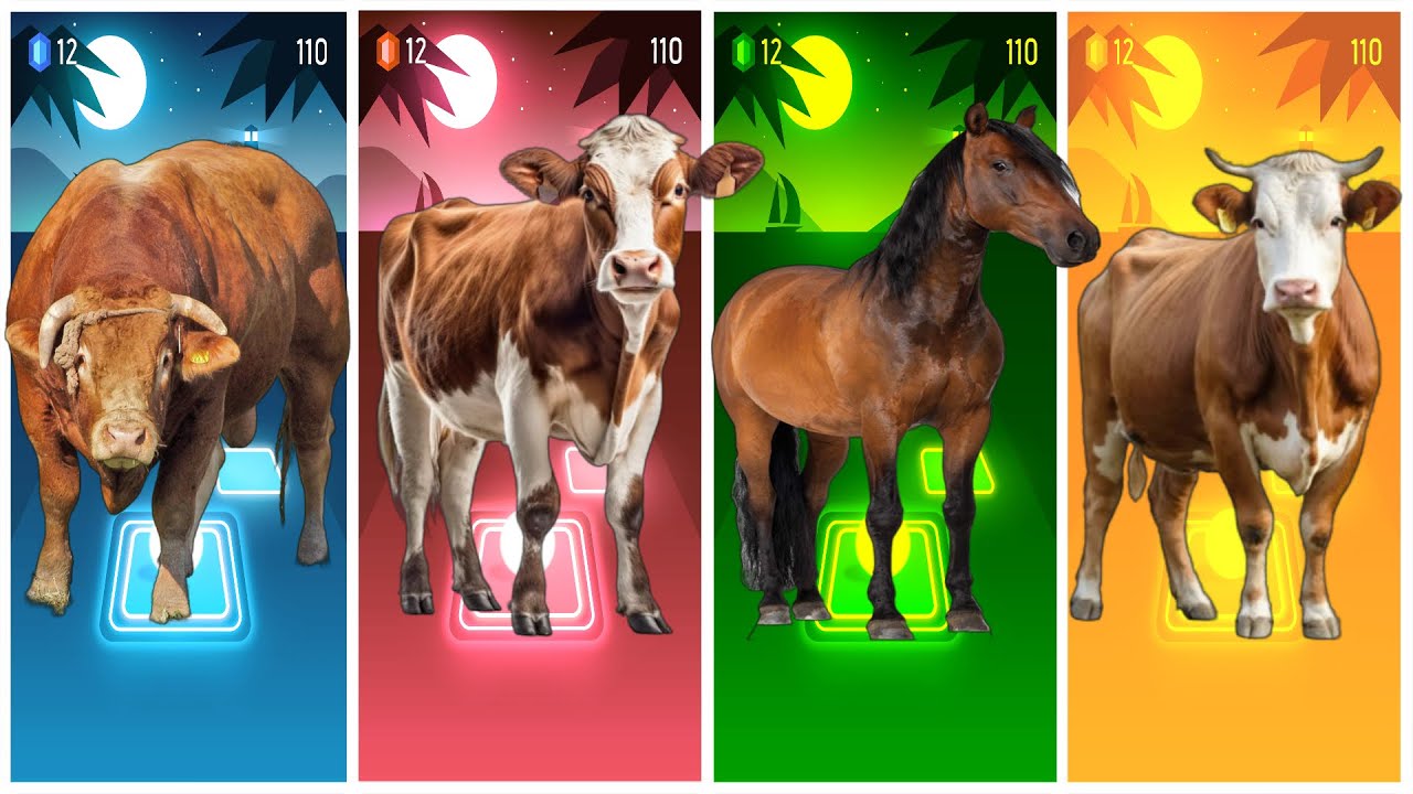 Funny Bull🐂🆚Funny Cow🐂🆚Funny Horse🐎🆚Funny Bull🐂🔴Tiles Hop EDM Rush