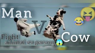 COW vs MAN /fight/a cow fight😱 #cow #bestvideo #fihgt animals fight cung fu😎 @TUMANVLOG like it