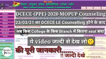 Bihar Diploma Vacant Seat Position of DCECE[PPE]-2020 First Counselling after Dated 23.03.2021