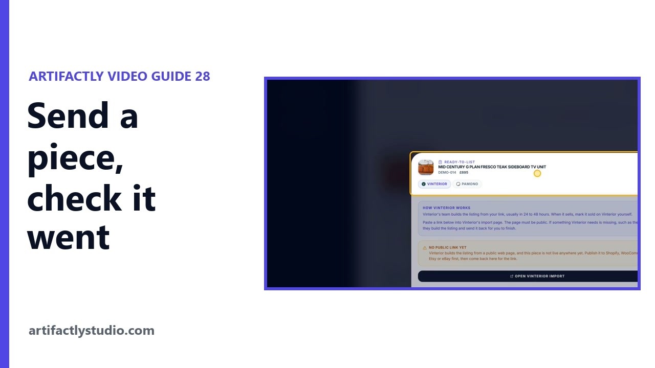 Video guide: Send a piece to your marketplaces and check it went