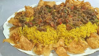 الشاورما المصريه بالطريقة الاصليه ريحه وطعم الجاهزه واحلي😍 مع الارز الاصفر الرهيييب والتوميه تحفه