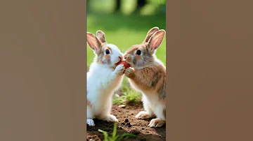 Two Rabbits Eating One Carrot So Cute Cute Bunny Animal Shorts 