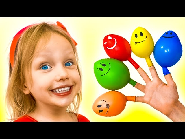 Lagu Keluarga Jari Ayah Bermain dengan balon | Lagu Anak anak | Alex and Nastya class=