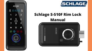 [User manual] Schlage S-510F Rim Lock Digital Lock