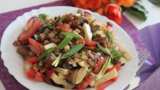 Салат из баклажанов, помидоров и сыра / Салат с жареными баклажанами Салат из баклажанов, помидоров и сыра / Салат с жареными баклажанами