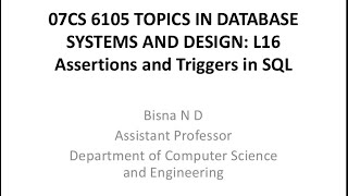 TDSD L16: Assertions and Triggers in SQL