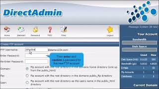 How to create additional FTP Accounts in DirectAdmin