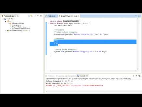 java program for Swap value with use of third Variable