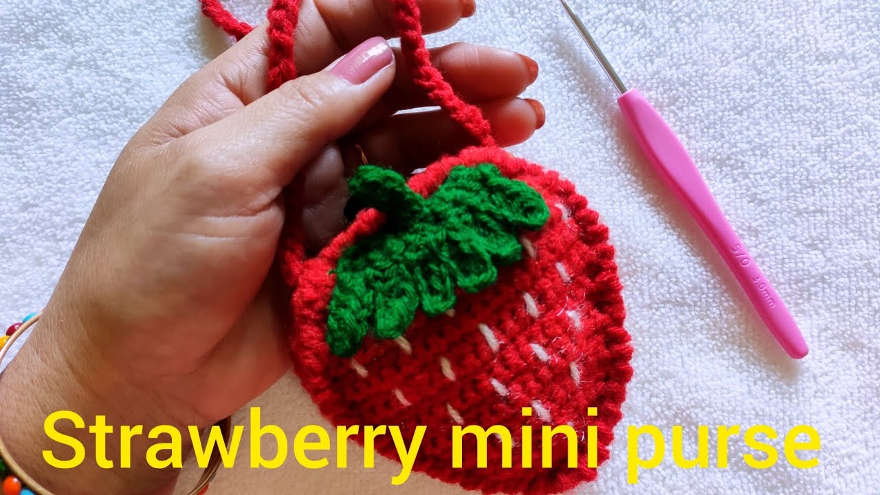 CROCHET STRAWBERRY MINI PURSE 🍓 Cute purse step by step 😍 mamta dharmshaktu #crochet
