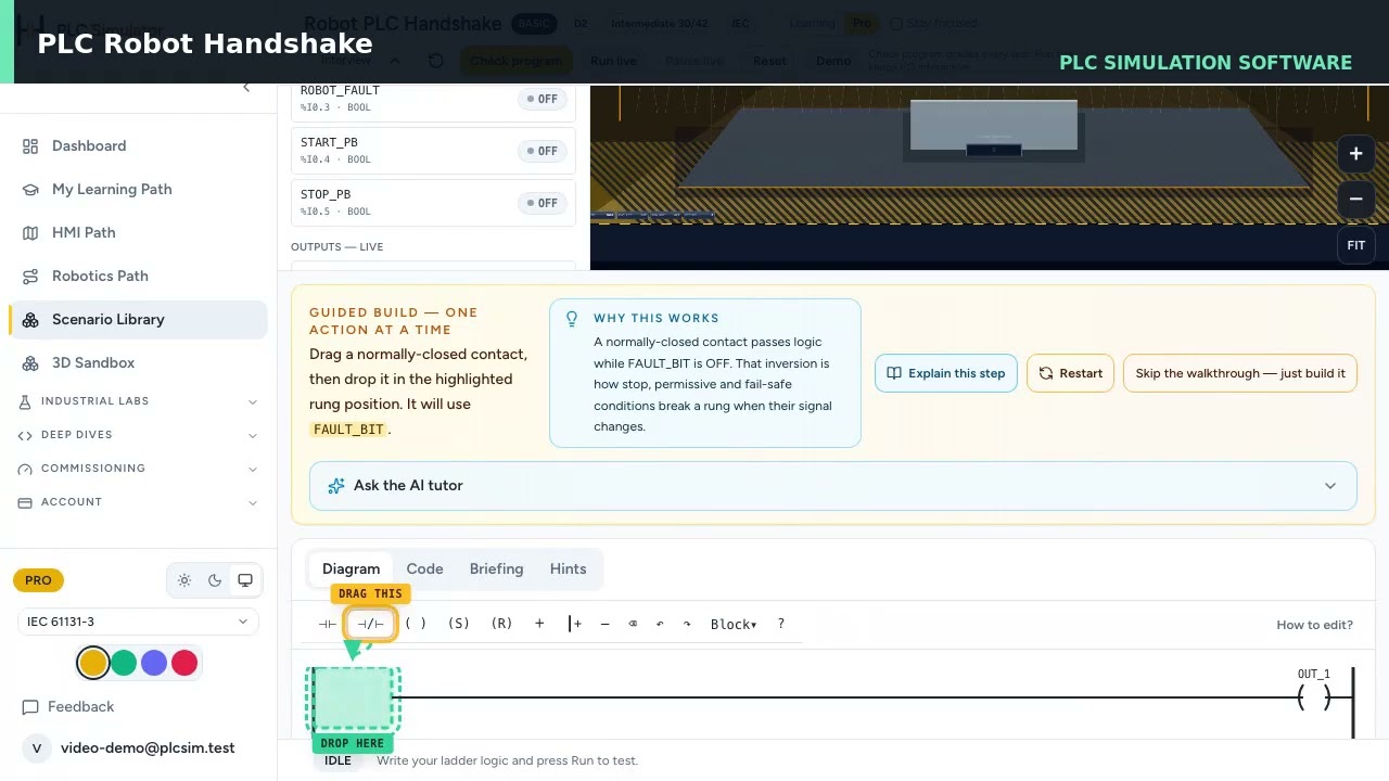 PLC Robot Handshake — Ready, Start, Busy, Complete and Fault
