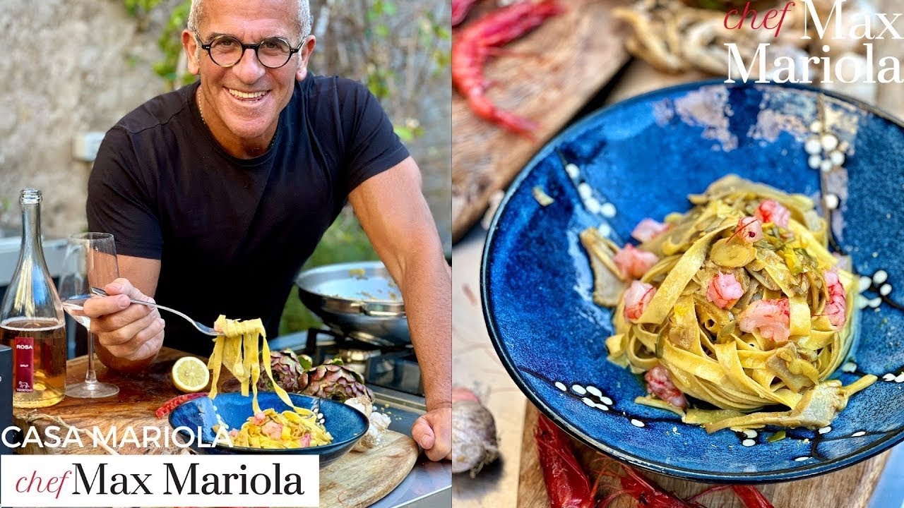 Pasta TAGLIATELLE con CARCIOFI e GAMBERI 💞 Ricetta CENA ROMANTICA di SAN VALENTINO-Chef Max Mariola