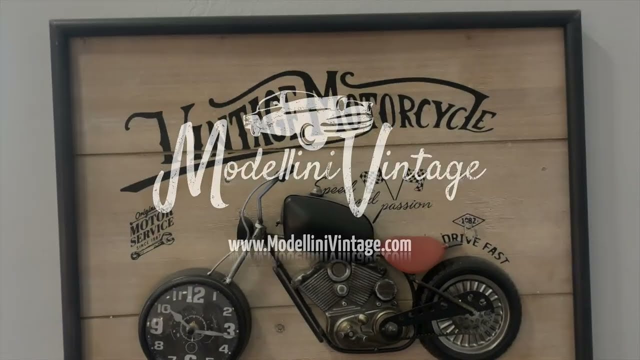 KUSTOM ART - Quadro In Legno Stile Vintage - Moto Harley Davidson - Stampa Artigianale Made In Italy - 23x23 Cm