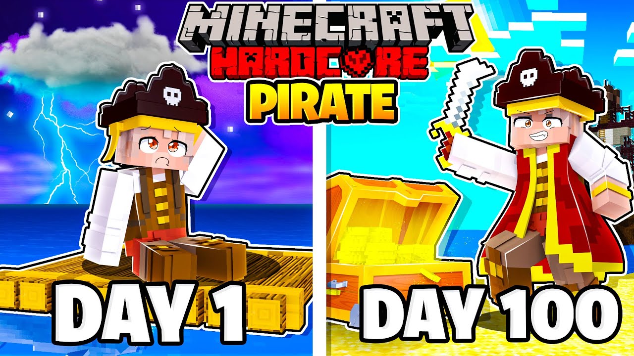 I Survived 100 Days as a PIRATE in Hardcore Minecraft!