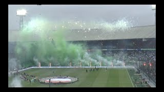 Feyenoord - Ajax 22-01-2023 Opwarmertje, Super Sfeer , Vuurwerk, Opkomst, Kolkende KUIP.