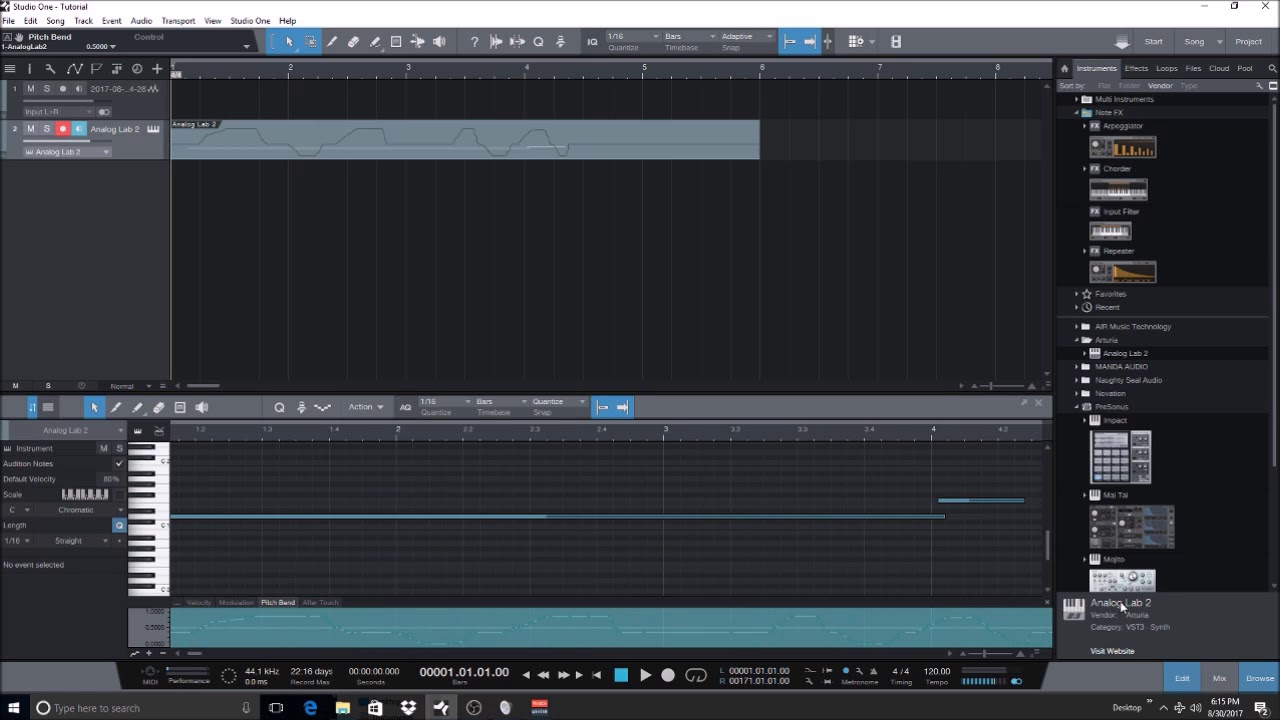 How To Remove Pitch Bend Or Modulation Events From A Track In Studio One Pro Youtube