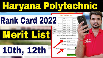 Haryana polytechnic rank card 2022 || polytechnic result merit list || Polytechnic diploma rank list