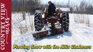 Plowing Snow with the Allis Chalmers.  Clearing our Long Driveway