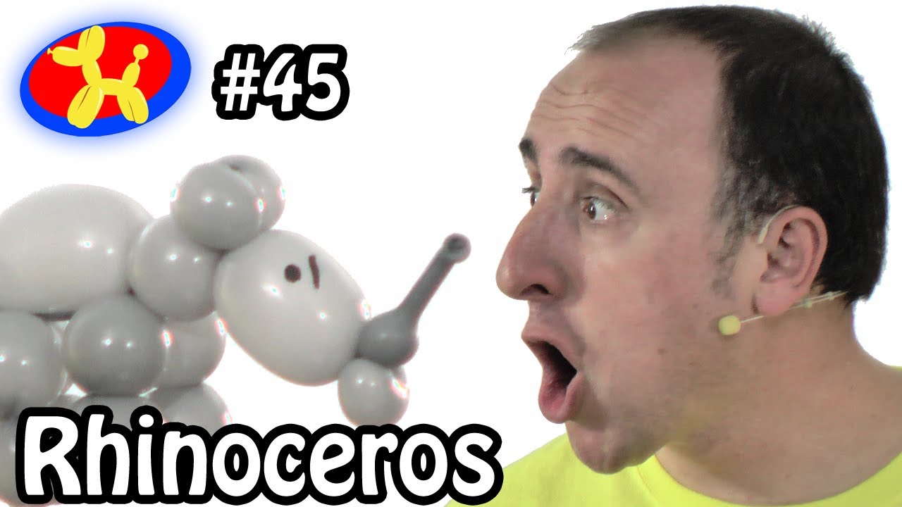 Носорог из воздушных шаров — Уроки создания животных из воздушных шаров #45