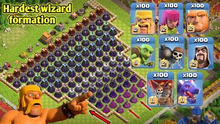 100x troops Vs hardest wizard tower formation 😱|| clash of clan || #clashofclans #coc
