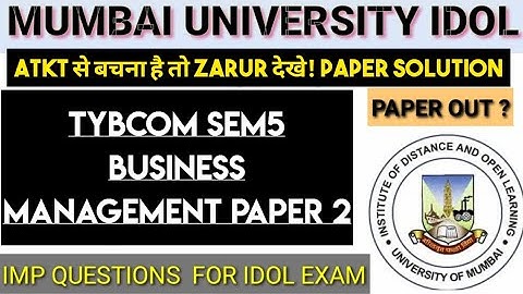 Business Management paper2 TYCom Sem5 2024  Important QUESTION& paper Pattern MUMBAI UNIVERSITY Idol