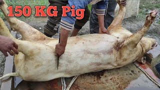 Nepali Village Life150 Kg Pork Cutting And Cookingpig Cuttingfishing Man