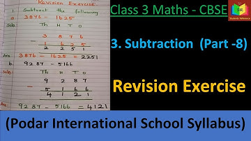 Revision Exercise of Subtraction  / Part 8 / Class 3 math / Students Reference.