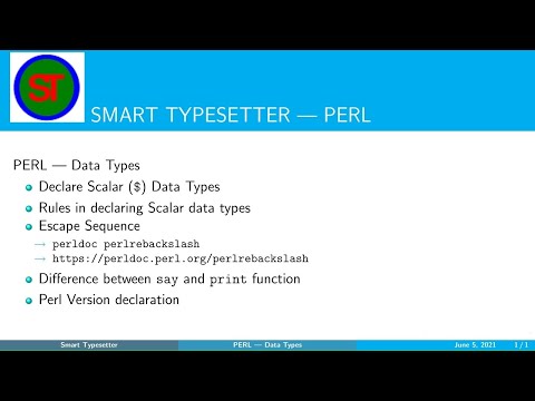 Perl in Tamil - Perl Scalar Data Type | perlrebackslash | Escape Sequence | say and print