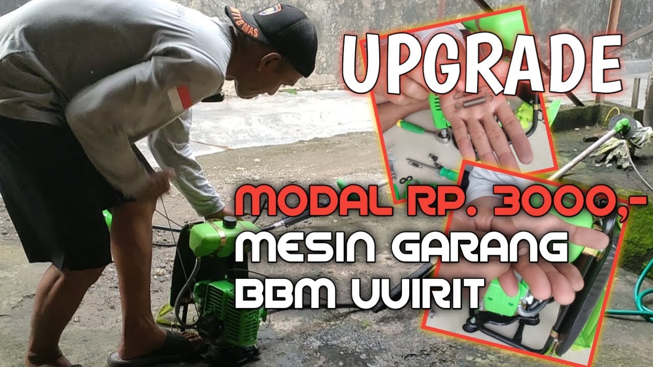 CARA MEMBUAT/ UPGRADE MESIN POTONG RUMPUT IRIT BBM , TENAGA TETAP JOSSS...