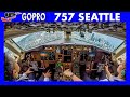BOEING 757-200 landing at Seattle Sea-Tac Airport | Flight Deck GoPro View