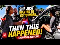 Woman LOSES IT at Police Roadblock 😳 Tries to Drive Through Crowd & Gets Arrested