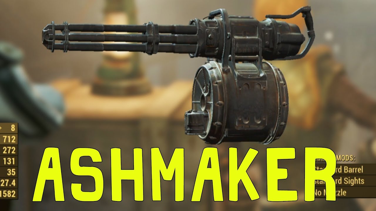 Fallout  4  Unique Rare Weapon Ashmaker Rare Minigun  