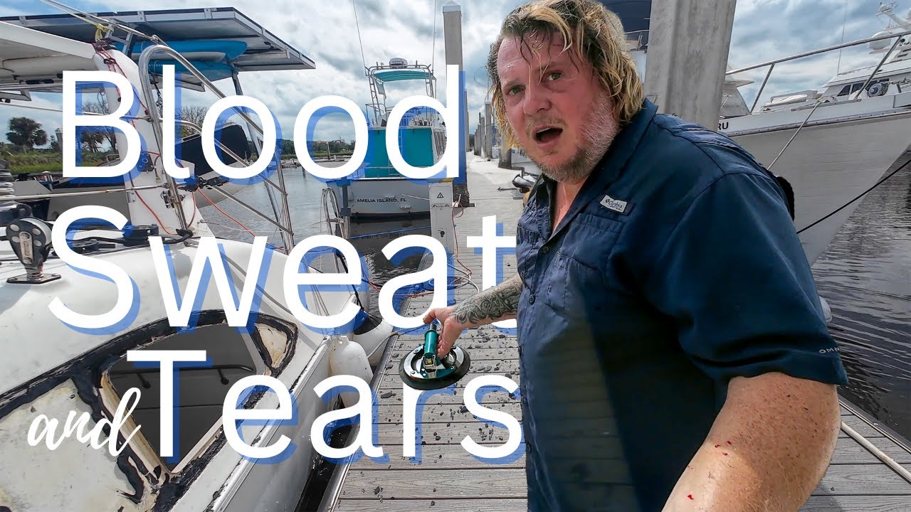 First Aid and DIY: Removing Our Catamaran Window with a Twist! | FAIL | Part 1| Ep80